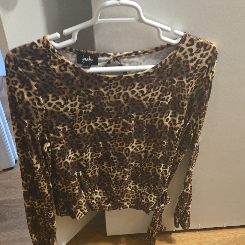 by & by Animal Print Long Sleeve Top